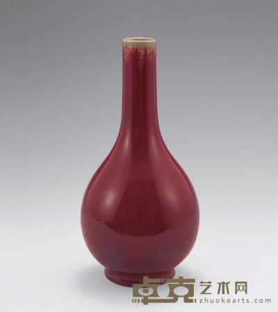 清乾隆 均红窑变胆瓶 高29.5cm